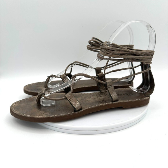 MADEWELL The‎ Boardwalk Gladiator Sandals Womens 5.5 Gold Leather Strappy Beach - Picture 10 of 10